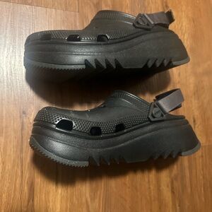 CROCS Women's Black Platform Clog Mules with Adjustable Strap